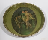 Vintage Clysmic King of Table Waters Partial Nude Victorian Nymph With Large Stag Deer Round 14" Metal Beverage Serving Tray - Treasure Valley Antiques & Collectibles