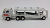 Vintage Tonka Semi Tractor Trailer Truck Auto Hauler Transport Rig White and Blue Pressed Steel Toy Car Vehicle