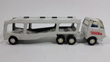 Vintage Tonka Semi Tractor Trailer Truck Auto Hauler Transport Rig White and Blue Pressed Steel Toy Car Vehicle