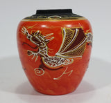 Japanese Moriage Dragon Phoenix Orange Ginger Jar Vase - Treasure Valley Antiques & Collectibles