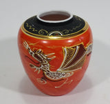 Japanese Moriage Dragon Phoenix Orange Ginger Jar Vase - Treasure Valley Antiques & Collectibles