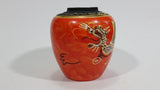Japanese Moriage Dragon Phoenix Orange Ginger Jar Vase - Treasure Valley Antiques & Collectibles