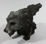 Wolves Wolf Head Coming Out Of A Log Resin Wildlife Sculpture