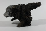 Wolves Wolf Head Coming Out Of A Log Resin Wildlife Sculpture