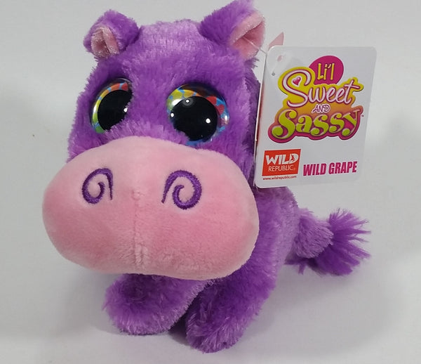 Wild Republic Li'l Sweet and Sassy Wild Grape Purple Hippopotamus Hippo Stuffed Toy Plushy New with Tags