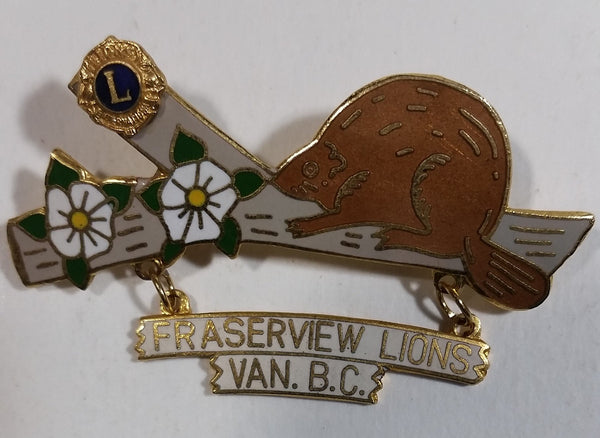 Vintage Beaver on Log Fraserview Lions Club Van. B.C. Pin