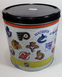 2011 NHL Ice Hockey Team Logos Popcorn Expressions 9 1/2" Tall Round Metal Canister - Empty