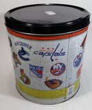 2011 NHL Ice Hockey Team Logos Popcorn Expressions 9 1/2" Tall Round Metal Canister - Empty