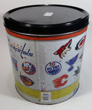 2011 NHL Ice Hockey Team Logos Popcorn Expressions 9 1/2" Tall Round Metal Canister - Empty