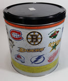 2011 NHL Ice Hockey Team Logos Popcorn Expressions 9 1/2" Tall Round Metal Canister - Empty