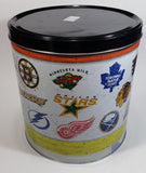 2011 NHL Ice Hockey Team Logos Popcorn Expressions 9 1/2" Tall Round Metal Canister - Empty