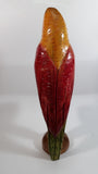 Vintage Hand Carved Wooden Parrot Perched on a Stand Sculpture