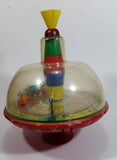 Vintage LBZ Tin Domed Spinning Top Toy Train Theme West Germany (Needs TLC)