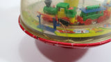 Vintage LBZ Tin Domed Spinning Top Toy Train Theme West Germany (Needs TLC)