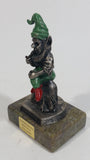 Vintage Metal Leprechaun Smoking Pipe Figurine on Connemara Ireland Marble Base Travel Collectible