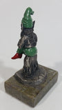 Vintage Metal Leprechaun Smoking Pipe Figurine on Connemara Ireland Marble Base Travel Collectible