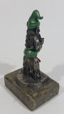 Vintage Metal Leprechaun Smoking Pipe Figurine on Connemara Ireland Marble Base Travel Collectible
