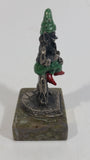 Vintage Metal Leprechaun Smoking Pipe Figurine on Connemara Ireland Marble Base Travel Collectible