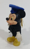 Vintage Mickey Mouse Graduation with Diploma and Cap 5" Tall Plastic Rubber Toy Figurine with Clothing