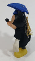 Vintage Mickey Mouse Graduation with Diploma and Cap 5" Tall Plastic Rubber Toy Figurine with Clothing