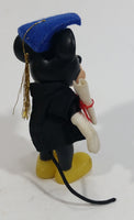 Vintage Mickey Mouse Graduation with Diploma and Cap 5" Tall Plastic Rubber Toy Figurine with Clothing