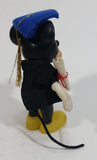 Vintage Mickey Mouse Graduation with Diploma and Cap 5" Tall Plastic Rubber Toy Figurine with Clothing