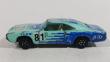 Vintage Yatming Dodge Charger Teal Blue #81 Auto Team No. 1081 Die Cast Toy Car Vehicle with Opening Doors - Made in Hong Kong