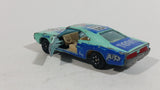 Vintage Yatming Dodge Charger Teal Blue #81 Auto Team No. 1081 Die Cast Toy Car Vehicle with Opening Doors - Made in Hong Kong