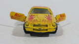 Vintage Yatming Chevy Camaro Z28 Road Burner Yellow with Red Flames No. 1077 Die Cast Toy Muscle Car Vehicle with Opening Doors