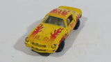Vintage Yatming Chevy Camaro Z28 Road Burner Yellow with Red Flames No. 1077 Die Cast Toy Muscle Car Vehicle with Opening Doors