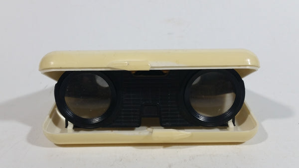 Vintage Sports Glass Binoculars In White Flip Up Plastic Case 3 x 25 m/m