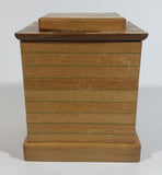 Vintage Wooden Brick Style Bank Building Wood Trick Coin Bank with Secret Compartment