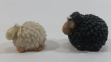 Very Cute Micro Mini Tiny Black and White Sheep Resin Figurines Set of 2