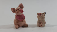 Very Cute Micro Mini Tiny Pink Pigs Resin Figurines Set of 2 - Treasure Valley Antiques & Collectibles