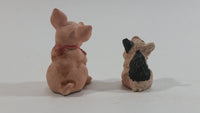 Very Cute Micro Mini Tiny Pink Pigs Resin Figurines Set of 2