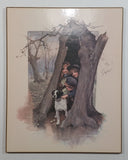 Rare Vintage Scafa Tornabene "An April Shower" and other Scafa Tornabene Prints Wooden Wall Plaques Set of 4