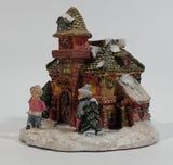 Winter Snow Village School Schoolhouse Building with Kids In Front Decorative Resin Ornament
