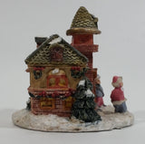 Winter Snow Village School Schoolhouse Building with Kids In Front Decorative Resin Ornament