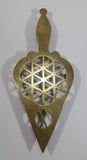Vintage Ornate Spade Style Brass Hot Plate Pot Holder Metalware Collectible - Treasure Valley Antiques & Collectibles