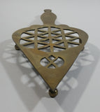 Vintage Ornate Spade Style Brass Hot Plate Pot Holder Metalware Collectible - Treasure Valley Antiques & Collectibles