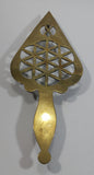 Vintage Ornate Spade Style Brass Hot Plate Pot Holder Metalware Collectible - Treasure Valley Antiques & Collectibles
