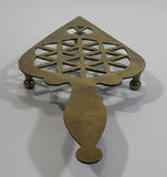 Vintage Ornate Spade Style Brass Hot Plate Pot Holder Metalware Collectible - Treasure Valley Antiques & Collectibles