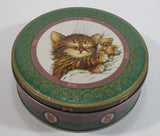 Giordano Cute Kitten Cat Cuddling Sleeping with a Stuffed Animal Teddy Bear Round Tin Metal Container