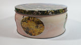 Vintage Pretty "English Garden" Flower Garden Themed Round Pink Tin Metal Container