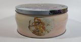 Vintage Pretty "English Garden" Flower Garden Themed Round Pink Tin Metal Container
