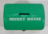 Rare Vintage 1970s Melody Disney Mickey Mouse Green and White Tin Metal Coin Bank