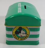 Rare Vintage 1970s Melody Disney Mickey Mouse Green and White Tin Metal Coin Bank