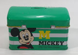 Rare Vintage 1970s Melody Disney Mickey Mouse Green and White Tin Metal Coin Bank