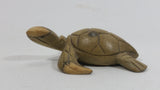 Light Green Colored Small Turtle Tortoise Wood Carved Animal Figure