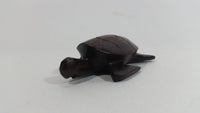 Dark Brown Colored Small Turtle Tortoise Wood Carved Animal Figure
